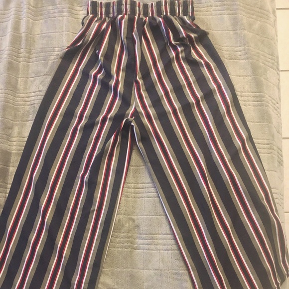 Wide Leg Capri Pinstripe Pants - Picture 2 of 3